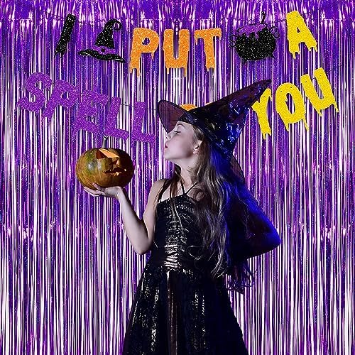 Purple Tinsel Curtain Party Backdrop - 3.2ft x 8.2ft - Pack of 2