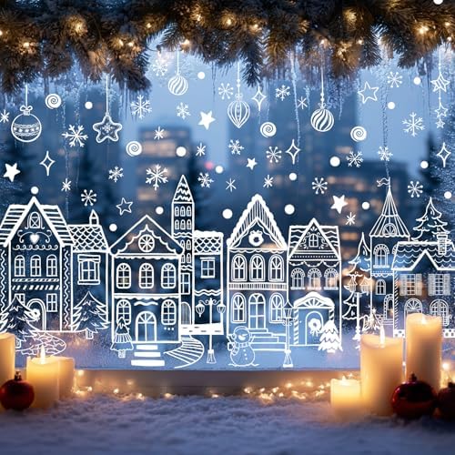 Large Christmas Window Clings White House Window Clings for Glass Windows White Snowflake Window Stickers
