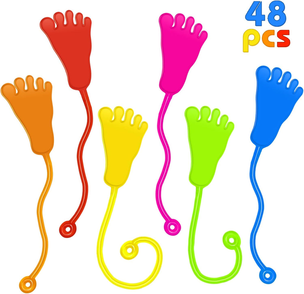 Sticky Hands Bulk 48 PCS Kids Party Favors Foot Shape Stretchy Sticky Hand