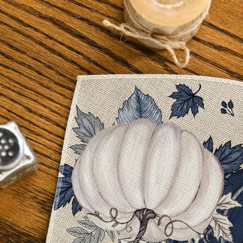 Artoid Mode Navy Blue Pumpkins Fall Wedge Placemats Set of 4-12 x 18 Inch