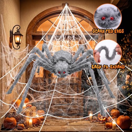 Halloween Decorations Outdoor Spider Webs:1Pcs Giant Spiders-Outdoor Use