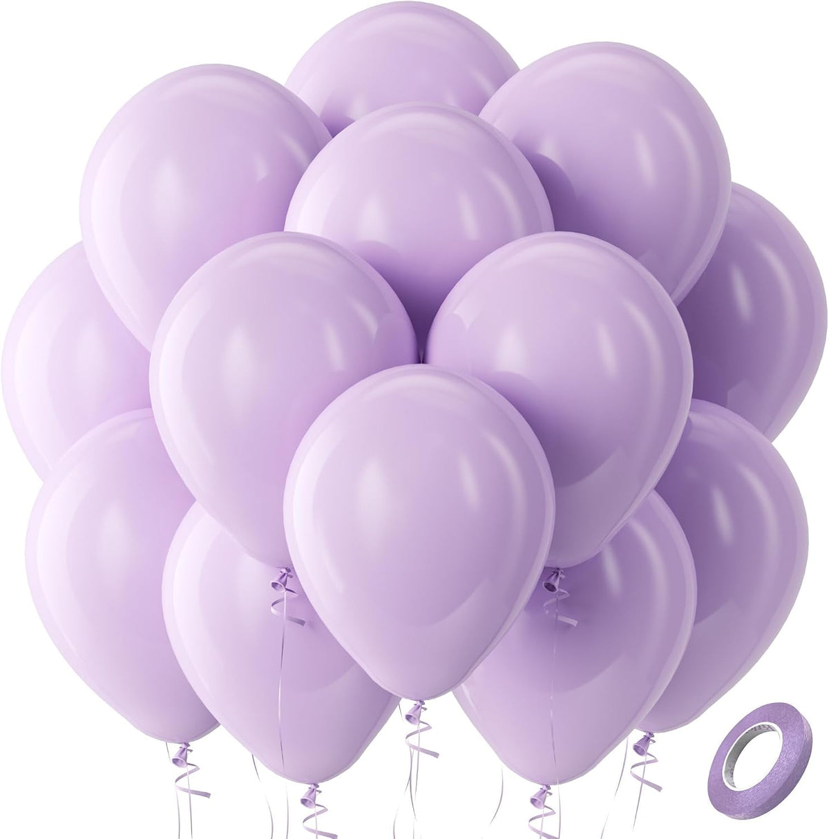 Bezente Pastel Purple Latex Round Helium Party Balloons 100 Pack 12 inch
