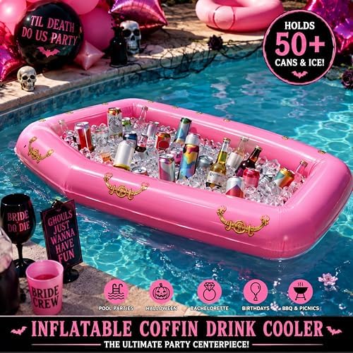 Aoriher 1 Pack 52" Halloween Inflatable Coffin Cooler Fake Coffin Floatie