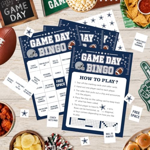 Football Bingo Game Cards - 24 Sheets, Blue