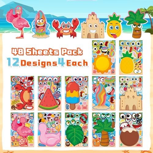 Summer Stickers 48 Sheets Summer Party Favors Crafts Kids Toddlers