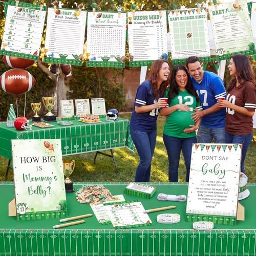 Funnymoom 426 Pcs Football Baby Shower Games, 8 Games Bingo Advice Cards