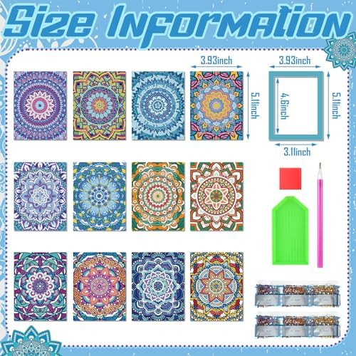 Saillong 24 Pcs Mandala Mini Diamond Painting Kits with Frames Set
