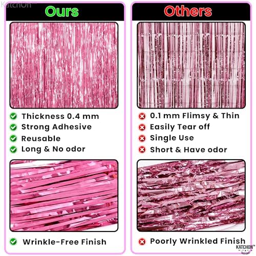 KatchOn, Pink Streamers for Pink Party Decorations - 3.2x8 Feet 2Pcs