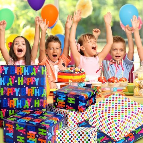 woric Birthday Wrapping Paper Boy Roll 17 Inch x 36 Feet