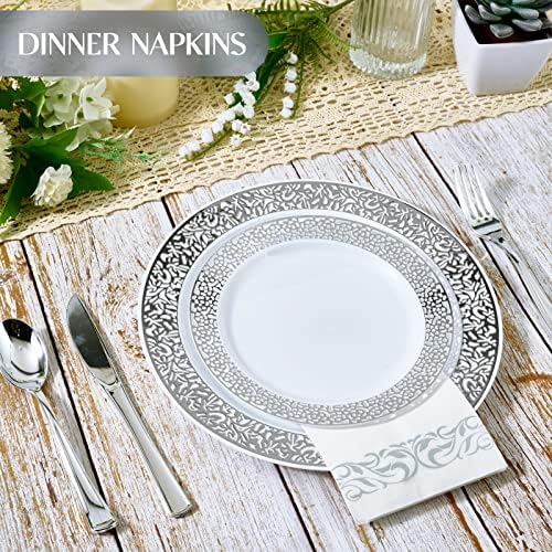 Vplus 200 Pack Paper Napkins, Soft Dinner Napkins, 3 Ply, Silver