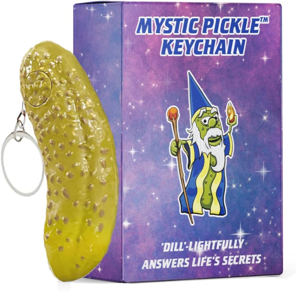 Tiny Mystic Pickle Keychain (3 Inch) | Magic Teller | 100 Witty Responses