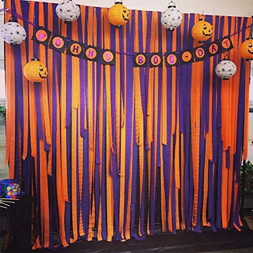 8 Rolls Orange Crepe Paper Streamers, Wedding Birthday Baby Shower Halloween Party Decoration, Fall Thanksgiving Party Rainbow DIY Supplies, Living Room Bedroom Decor