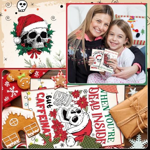 Motiskyy 24 Set Funny Christmas Cards with Envelopes, Goth Xmas Postcards