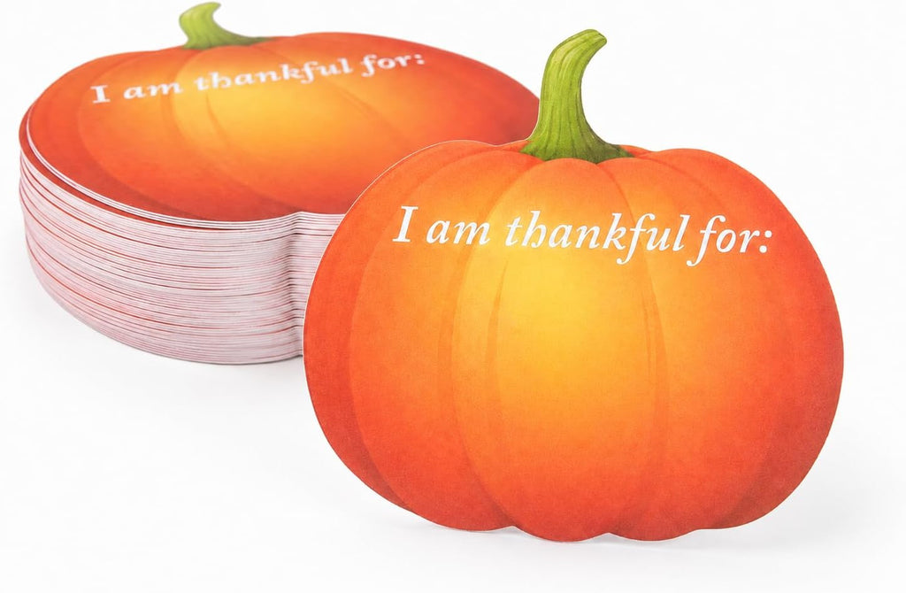 50 Count Thanksgiving Pumpkin Place Cards I Am Thankful For Shaped Cutout