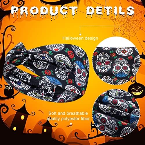 Hoteam 20 Pcs Halloween Headbands Bulk for Women Skull Elastic Non Slip