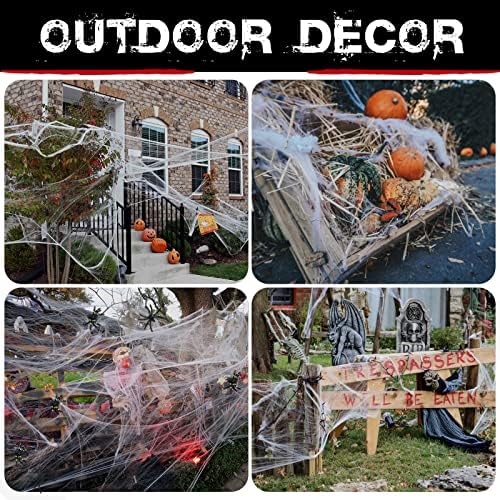 1700 sqft Spider Webs Halloween Decorations Bonus with 150 Fake Spiders, Super Stretch Cobwebs for Halloween Indoor and Outdoor Party Supplies