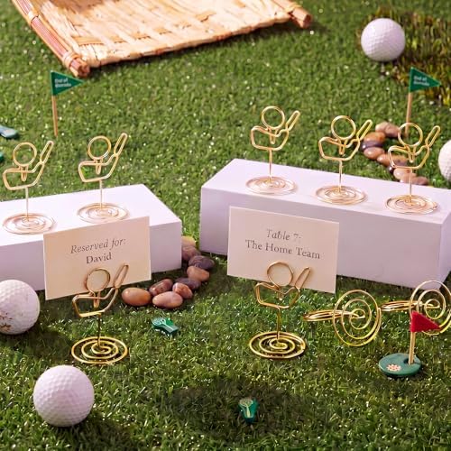 AceOrbit 24 Pcs Golf Club Place Cards Holder Gold Table Number Stands