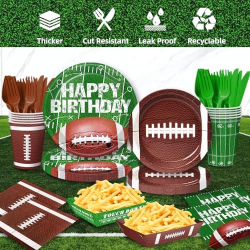 215Pcs Football Birthday Party Decoration–Football Party Supplies for 24
