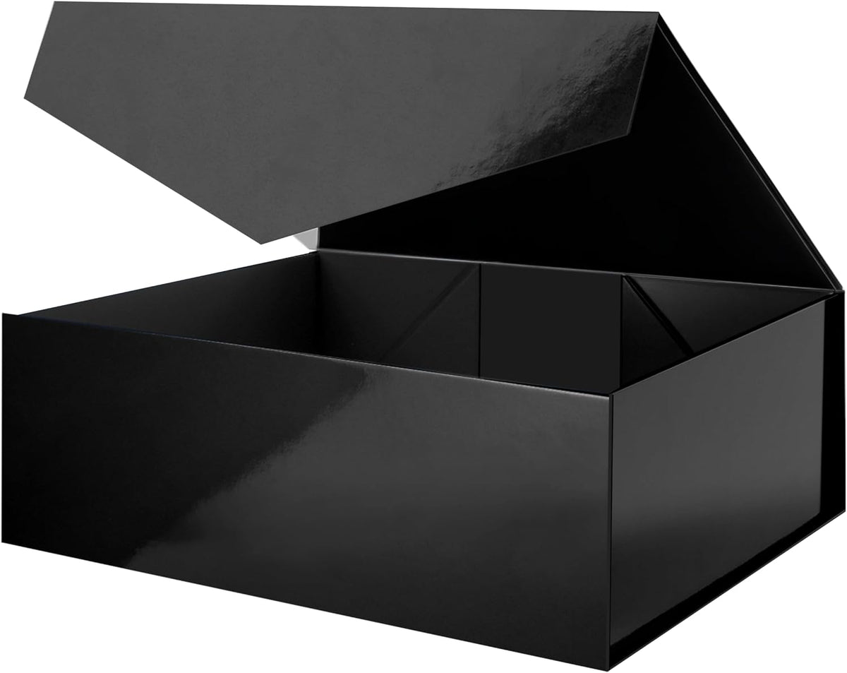 LIFELUM Black Gift Box for Birthday with Magnetic Lid, 7"x7"x7"