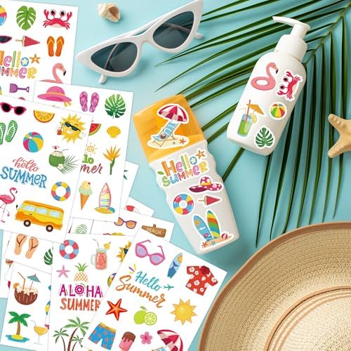 388Pcs Beach Ocean Summer Stickers Bulk for Beach Tropical Party Favors