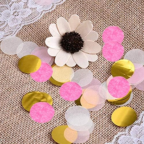 VCOSTORE Pink and Gold Round Tissue Confetti for Baby Shower Wedding Decor
