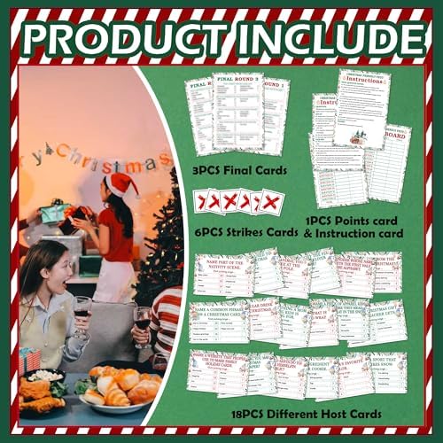 Christmas Friendly Feud Game, Friendly Christmas Party Games for Family Friends Large Groups, Funny Xmas Feud Quiz, Xmas Trivia Party Decoration for Winter Holiday -07