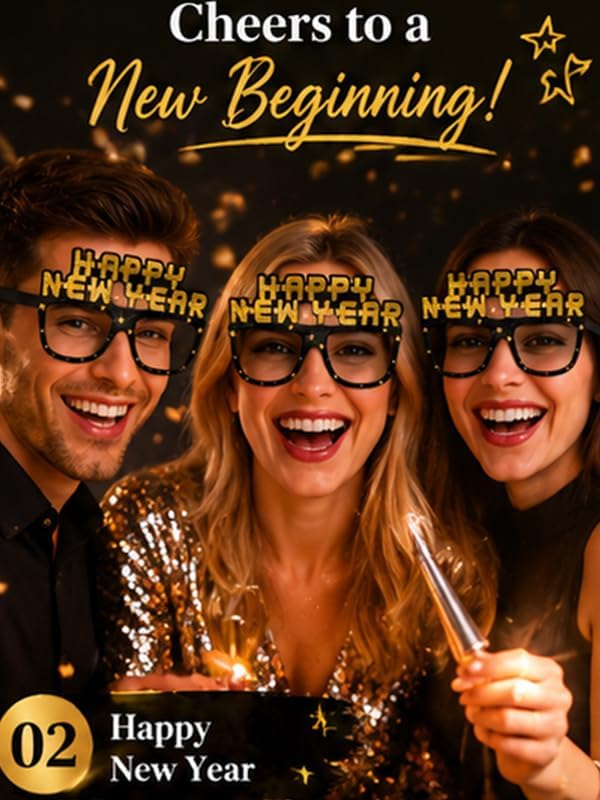 ASVNRES Happy New Year’s Eve Glasses 2027 - Pack Of 6, Happy New Year Eve Party Glasses Decorations Supplies 2027 (6)