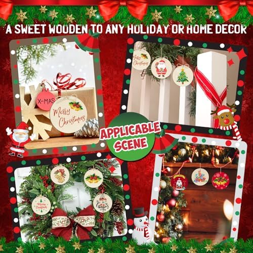 Sophena Wooden Christmas Tree Ornaments to Paint Thanksgiving Decoration Cutouts Unfinished 24PCS 3.5 x inches, DIY Blank Wood Discs Ornament for Home Crafts Hanging