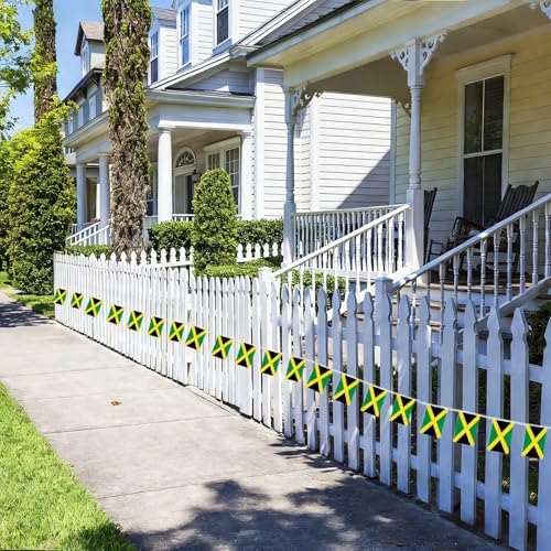 AhfuLife 33 Ft Jamaica String Flags Banner for World Cup Decorations 2026, 30 Pcs Small Jamaican Buting String Flags, Double Sided for Independence Day Garden Street Sports Party Decor (5.5×8.3 Inch)