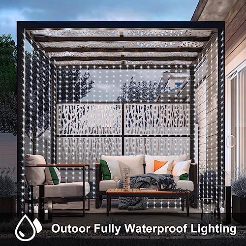 echosari Curtain Lights Battery Operated 6.6×6.6ft with Remote Timer