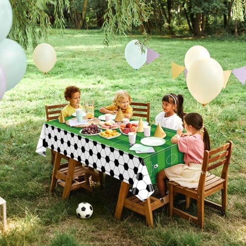 3 Pcs Soccer Table Cloth 54 x 108 Inches Disposable Plastic Rectangular Tablecloth Soccer Birthday Party Decorations Sports Theme Party Table Covers for Boys Sports Theme Birthday Supplies