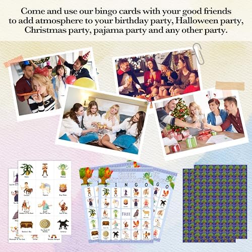 Greek Mythology Bingo Games, Ancient History Travel Trip Bingo Cards, Greek Theme Party Game for Adults Family, Christmas Party Activities, 24 Bingo Sets, A005