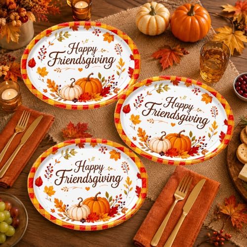 Friendssgiving Large Oval Paper Plates 50 Count 10.2 × 12.6 Inch