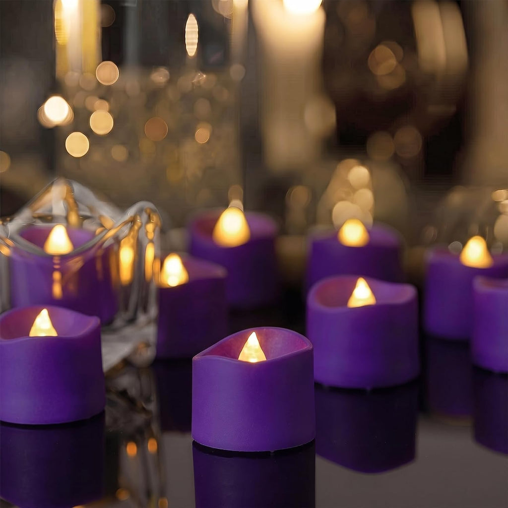 Homemory 50-Pack Purple Flameless Battery Tea Light Candles, 200+ Hours