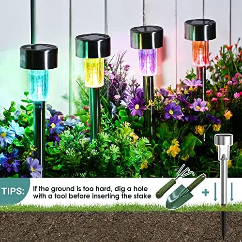 GIGALUMI Outdoor Waterproof Multicolor Solar Garden Lights, 20 Pack