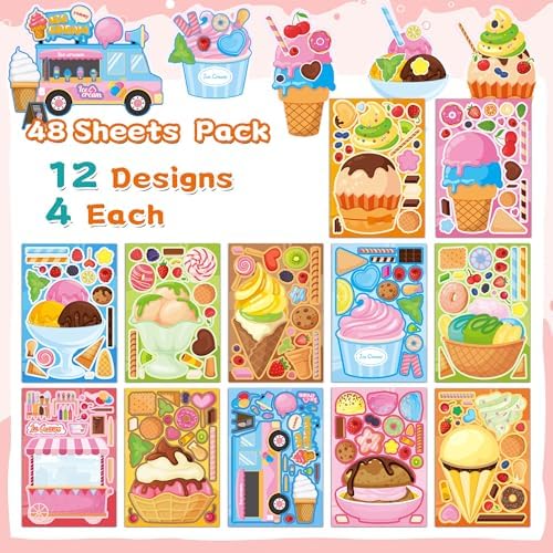 Ice Cream Party Favors Kids Toddlers 48 Sheets Ice Cream Stickers