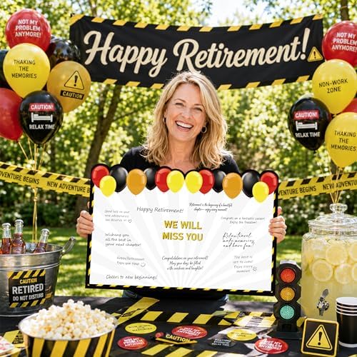WNINK Warning Retirement Card for Men Women, Jumbo Happy Retirement Guest Book Card with Envelope, Large Farewell Signing Card, The Legend Has Retired Party Decorations Gift