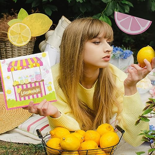 Lemonade Napkins, 40Pcs Lemonade Party Decorations Napkin Paper Lemon Napkins for Summer Fruit Lemon Themed Birthday Party Baby Shower Supplies