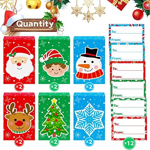 24Pcs Cute Christmas Gift Card Boxes Holder with To From Greeting Card
