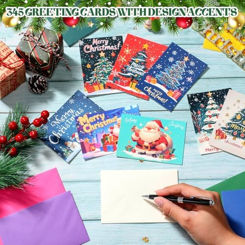 AmazingSpark 345 Set Christmas Cards with Envelopes Stickers,Classic