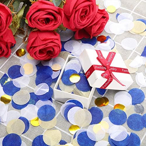 TecUnite Blue Gold Confetti Tissue Table Confetti, 2.5 cm