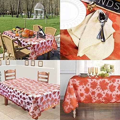 Thanksgiving Tablecloth 60 × 104 Inch for 8-10 Seats Maples Leaves Lace