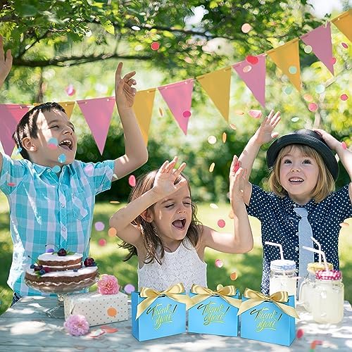 100 Pack Small Thank You Gift Bags, Party Favor Bag with Bow Ribbon