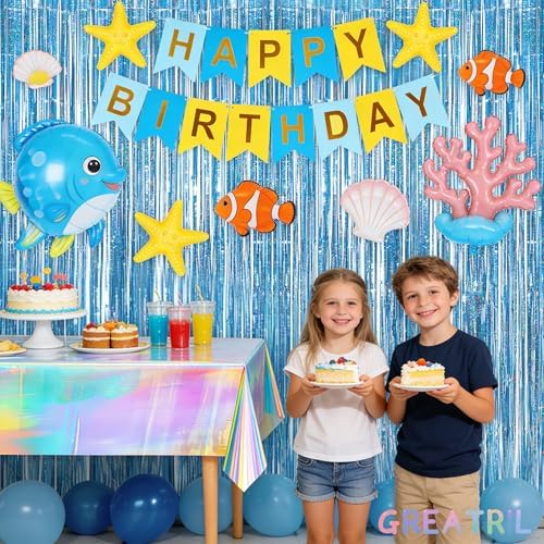 Blue Tinsel Curtain Party Backdrop - Pack of 2