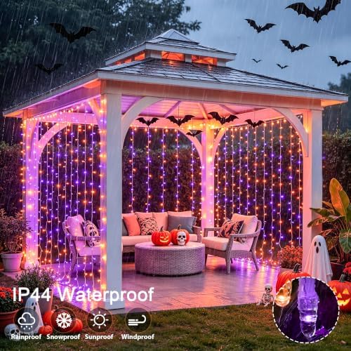JMEXSUSS 200 LED USB Plug in Orange and Purple Halloween Lights