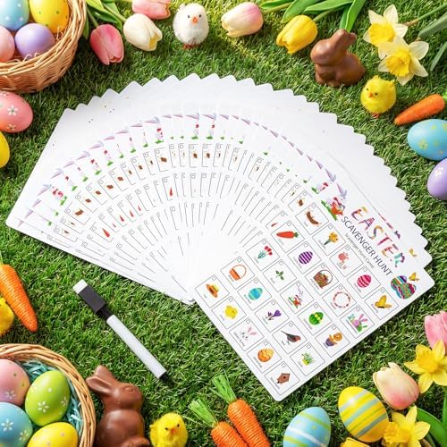 Hoolerry 30 Pcs Scavenger Hunt Cards for Kids Activities,Easter
