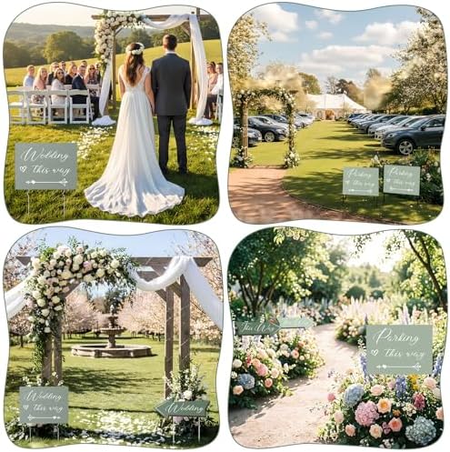 12 Pcs Sage Green Wedding This Way Signs Weeding Parking Signs