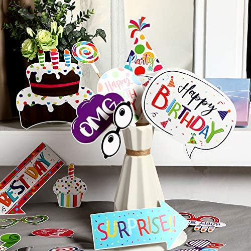 Frienda 29 Pcs Birthday Photo Booth Props for Kids, Colorful Party