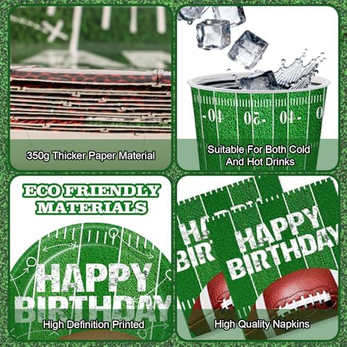 215Pcs Football Birthday Party Decoration–Football Party Supplies for 24