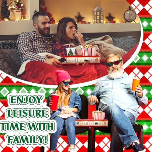 Dunzoom 20 Pcs Christmas Movie Night Supplies Movie Night Paper Snack Trays Popcorn Candy Holder Movie Theater Snack Boxes Cardboard Snack Holder Food Trays for Movie Party(Warm Christmas)